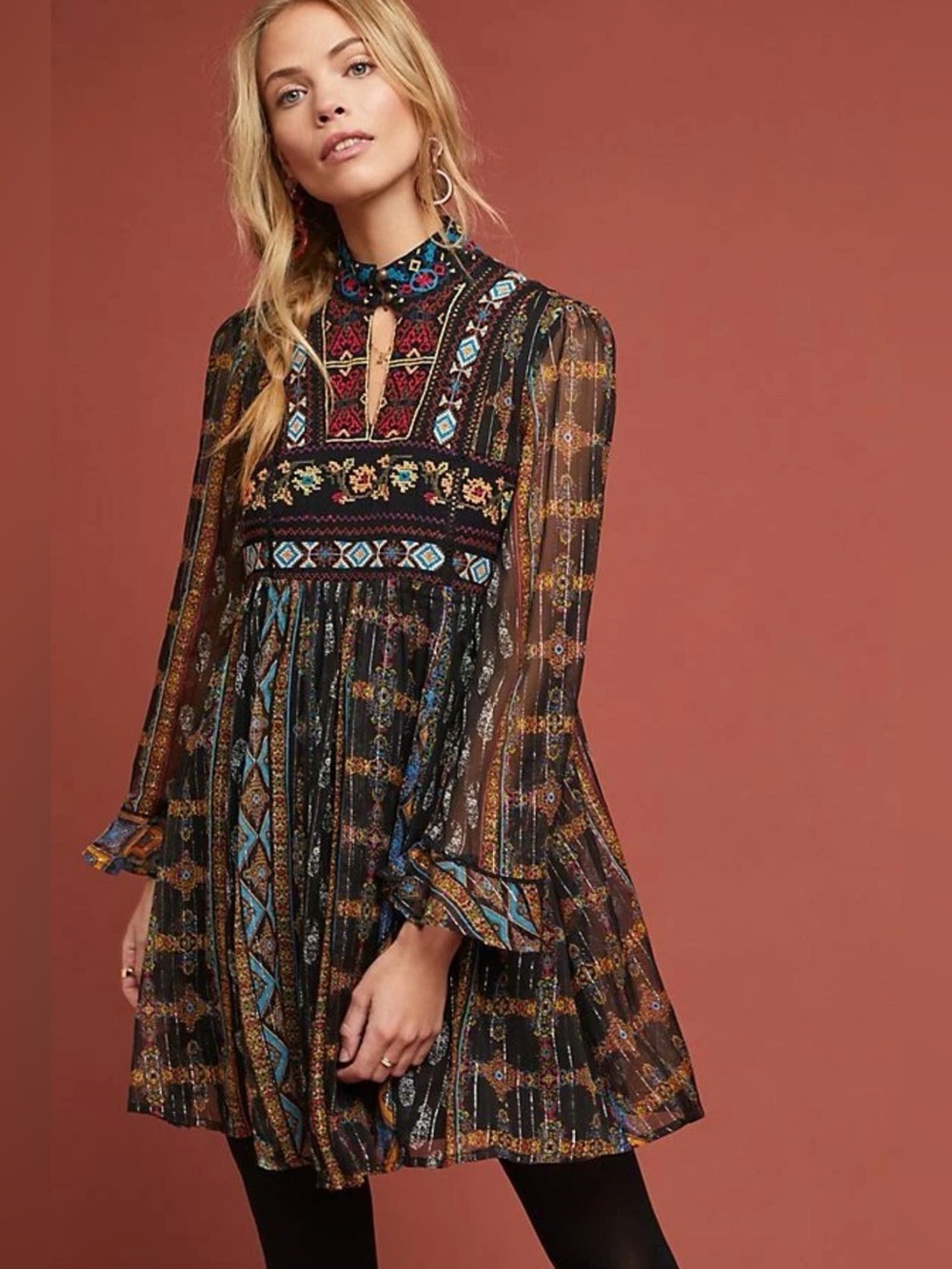 Anthropologie By Akemi + Kin Elina Embroidered Dress. Size 12